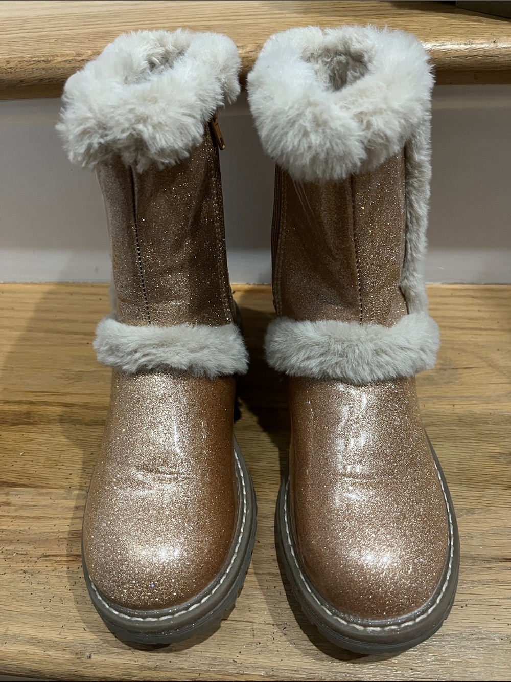 DV by Dolce Vita Kids Glitter Pink Gold Faux Fur Boots